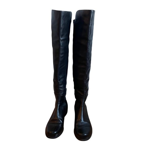 Stuart Weitzman 5050 Black Leather Elastic Back Round Toe Tall Boots EU35.5 US5 - Picture 5 of 14